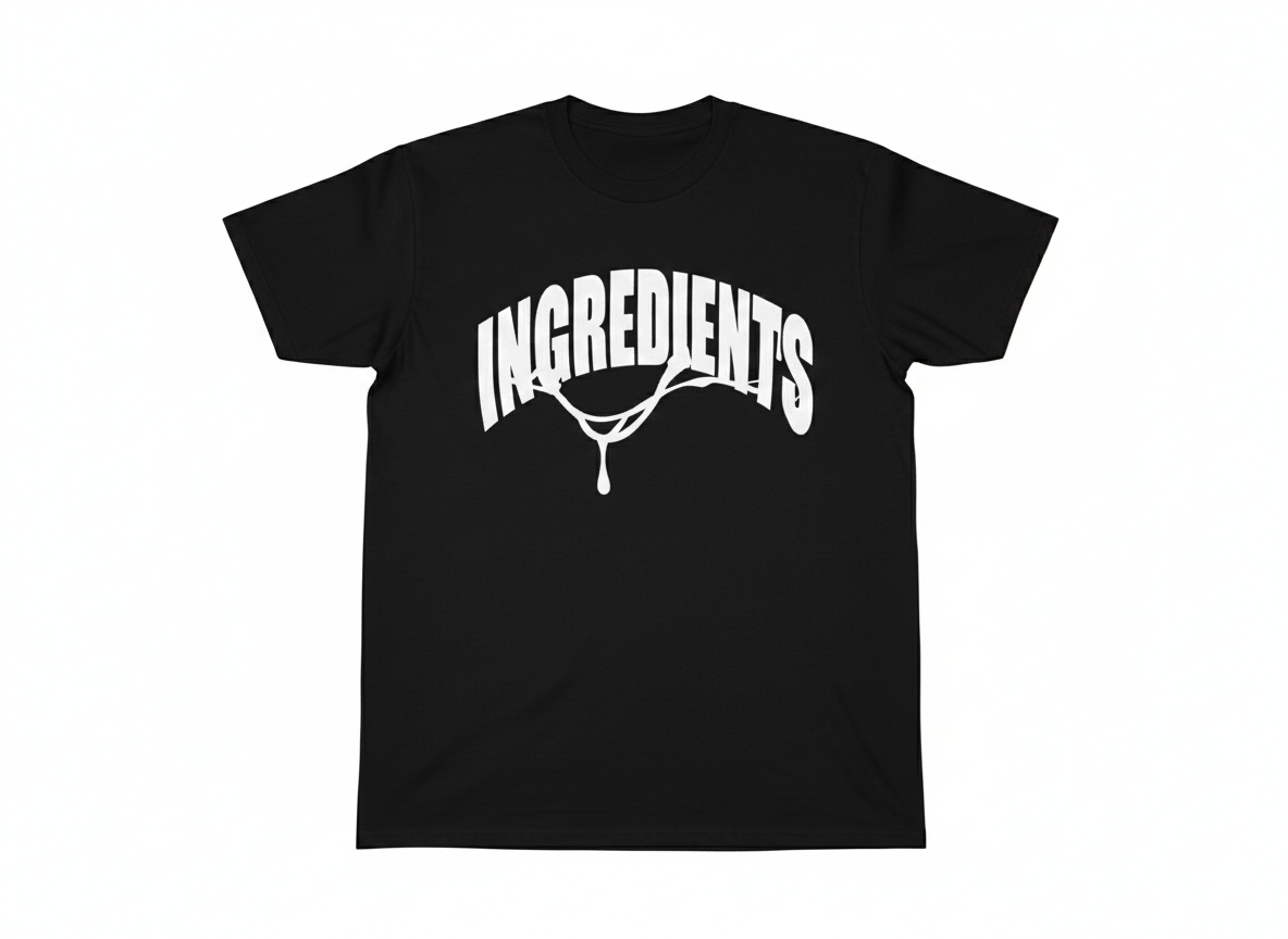 Ingredients Logo T-Shirt (BLACK)  (2-3 Days Shipping) (BACK TO SCHOOL 🚌📚 Additional 20% off Sale 🏷️)