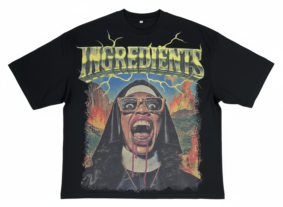 Psycho Nun Graphic T-Shirt (Boxy Fit)  (2-3 Days Shipping)