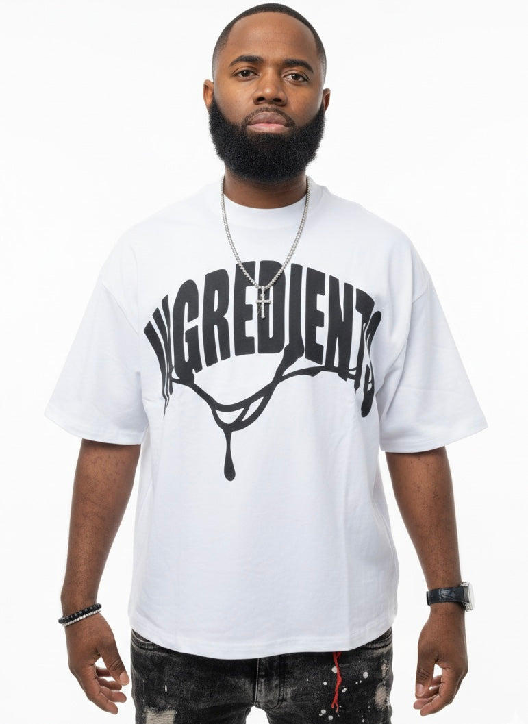 Ingredients Logo T-Shirt (WHITE)  (2-3 Days Shipping) (BACK TO SCHOOL 🚌📚 Additional 20% off Sale 🏷️)