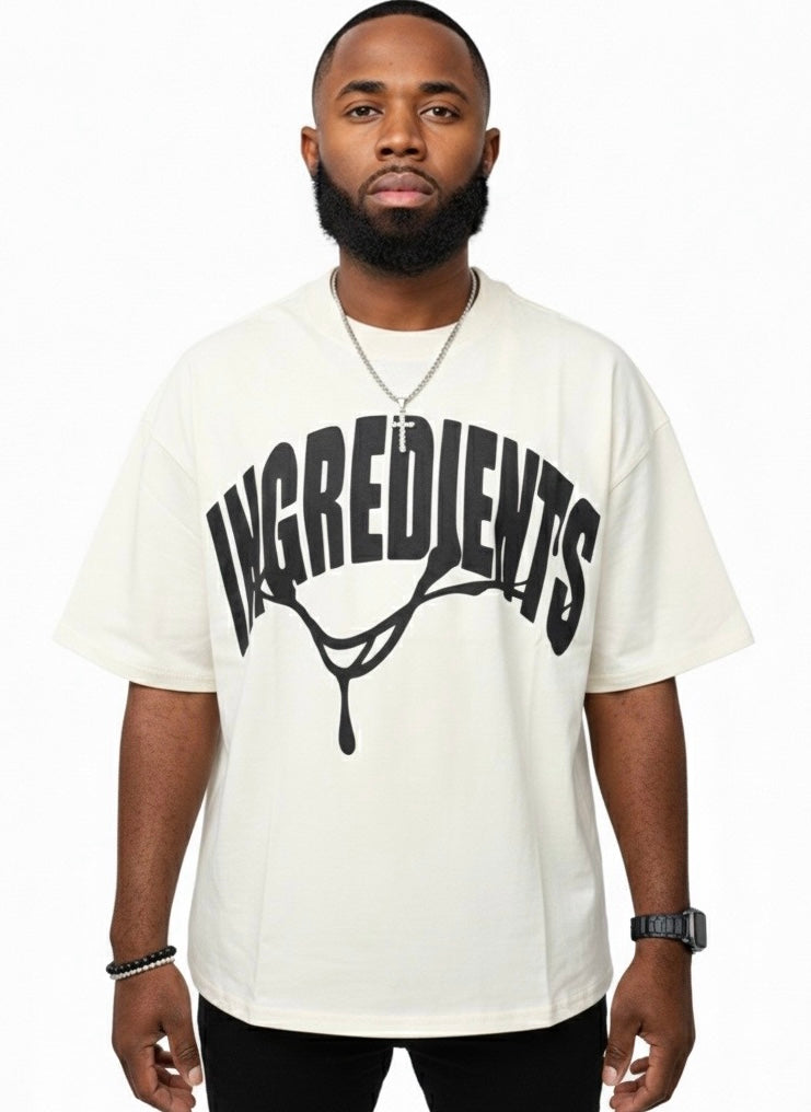 Ingredients Logo T-Shirt (CREAM) (2-3 Days Shipping) (BACK TO SCHOOL 🚌📚 Additional 20% off Sale 🏷️)
